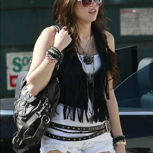 Vintage Miley Cyrus Black Vest size S - Picture 2 of 9